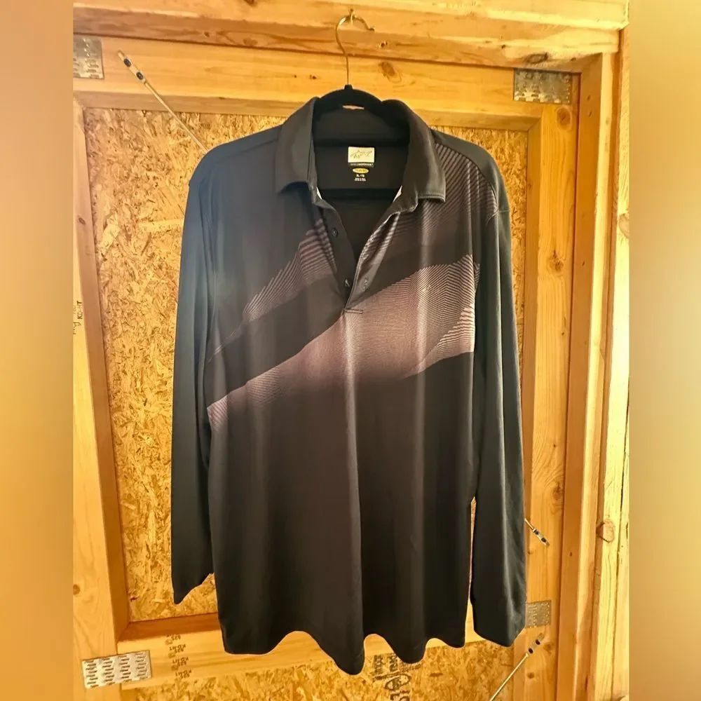 Greg Norman Collection Black and Gray Men's Polo